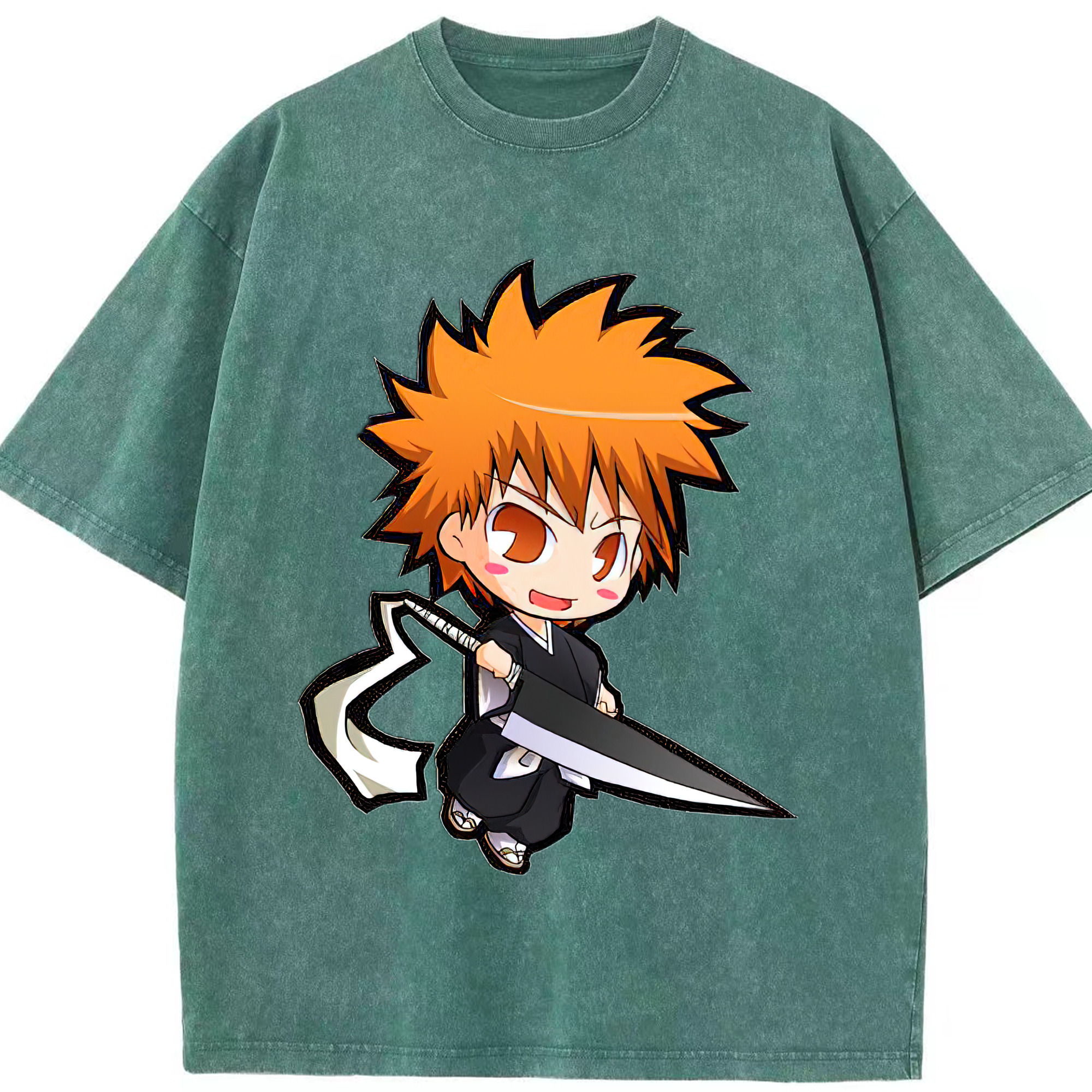 （画像用） ブリーチ 黒崎一護（くろさき いちご）BLEACH Kurosaki Ichigo 綿100% ヴィンテージ風 半袖Tシャツ（フロントプリント）